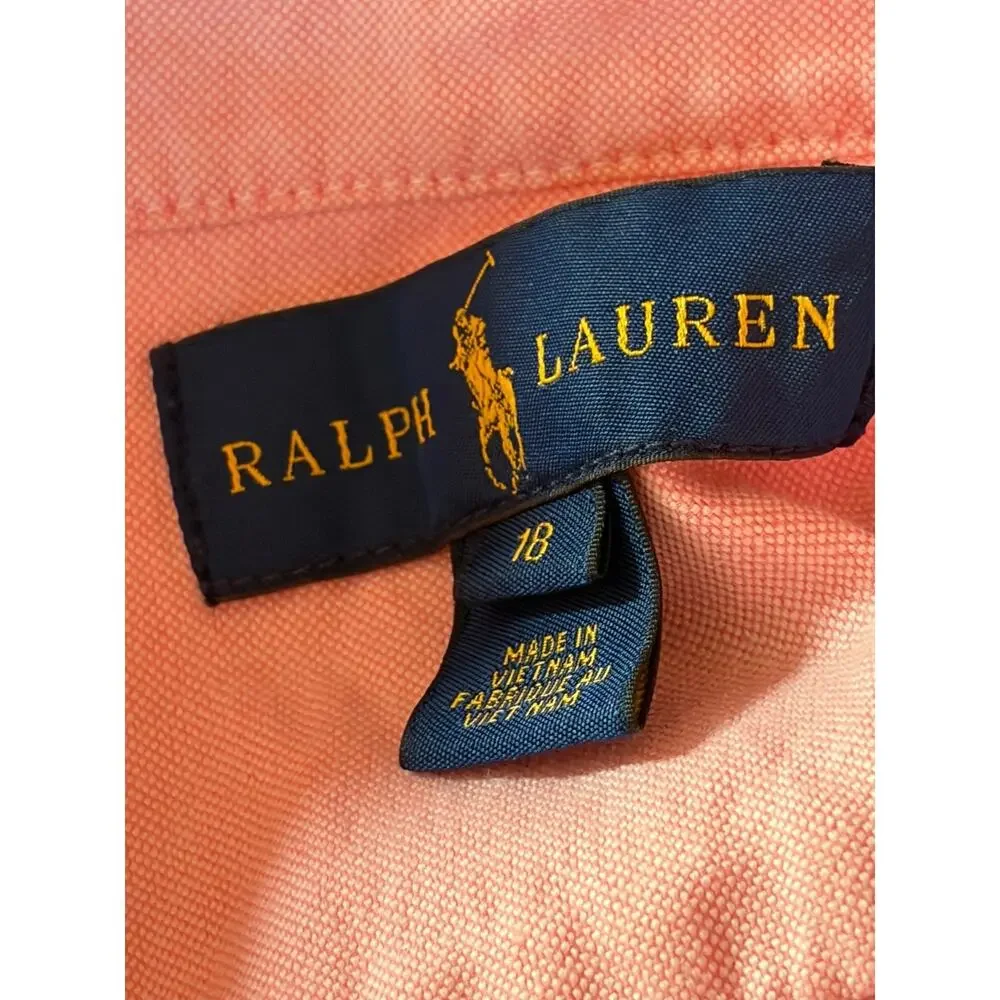 Ralph Lauren Boys sz 18 pink button down oxford shirtn preppy
